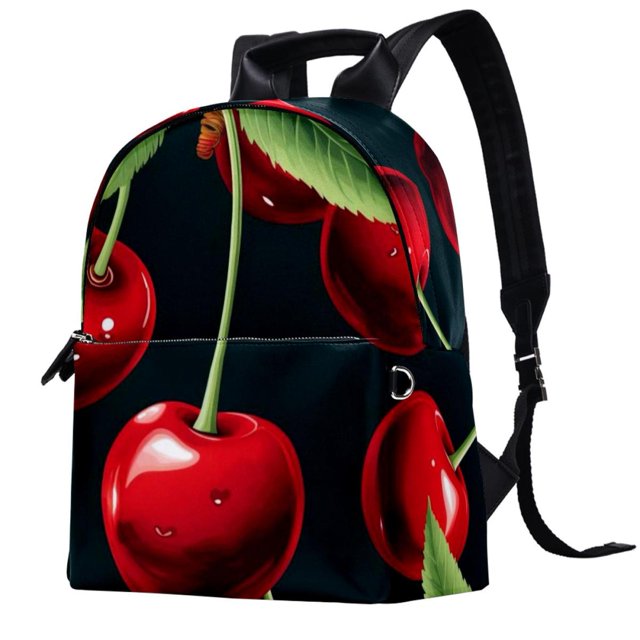 Cherry Leather School Bags Laptop Bag Baby Backpack Large Capacity