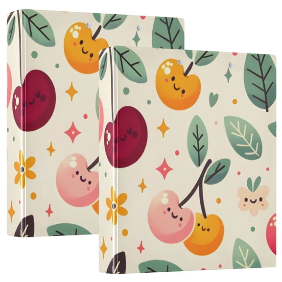 Cherry Leaves Flowers 3 Ring Binders 1.5 inch Hardcover File Folders with Interior Pockets A4 Size Organizer for School Office Hospital