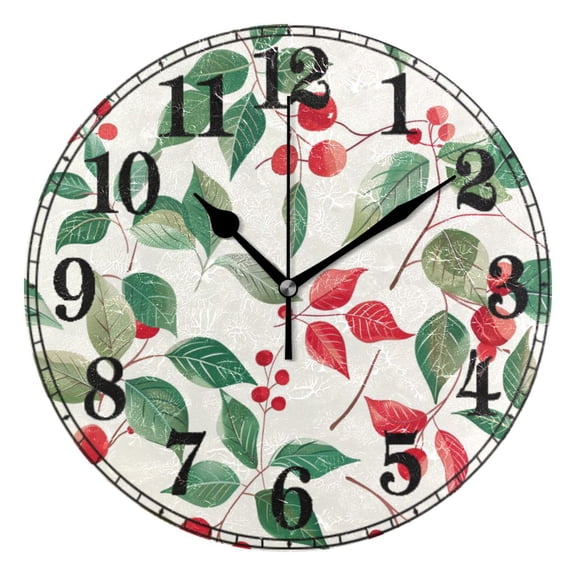 Cherry Leaves Silent Wall Clock 10" Non-Ticking Battery Clock