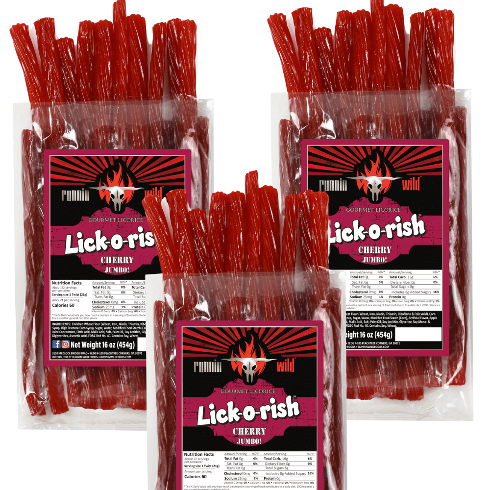 Cherry Licorice Candy | JUMBO Soft and Chewy Twists | Lick-o Cherry Licorice Candy | JUMBO Soft and Chewy Twists | Lick-o