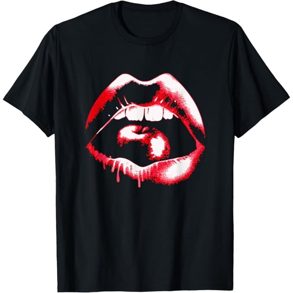 Cherry Lips - Vintage Sexy Kissable Biting Lips Graphic T-Shirt