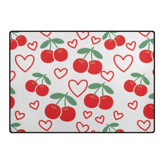 Cherry Love Pattern Area Rug 80x58 Inch Non Slip Absorbent Soft for Living Room Dining