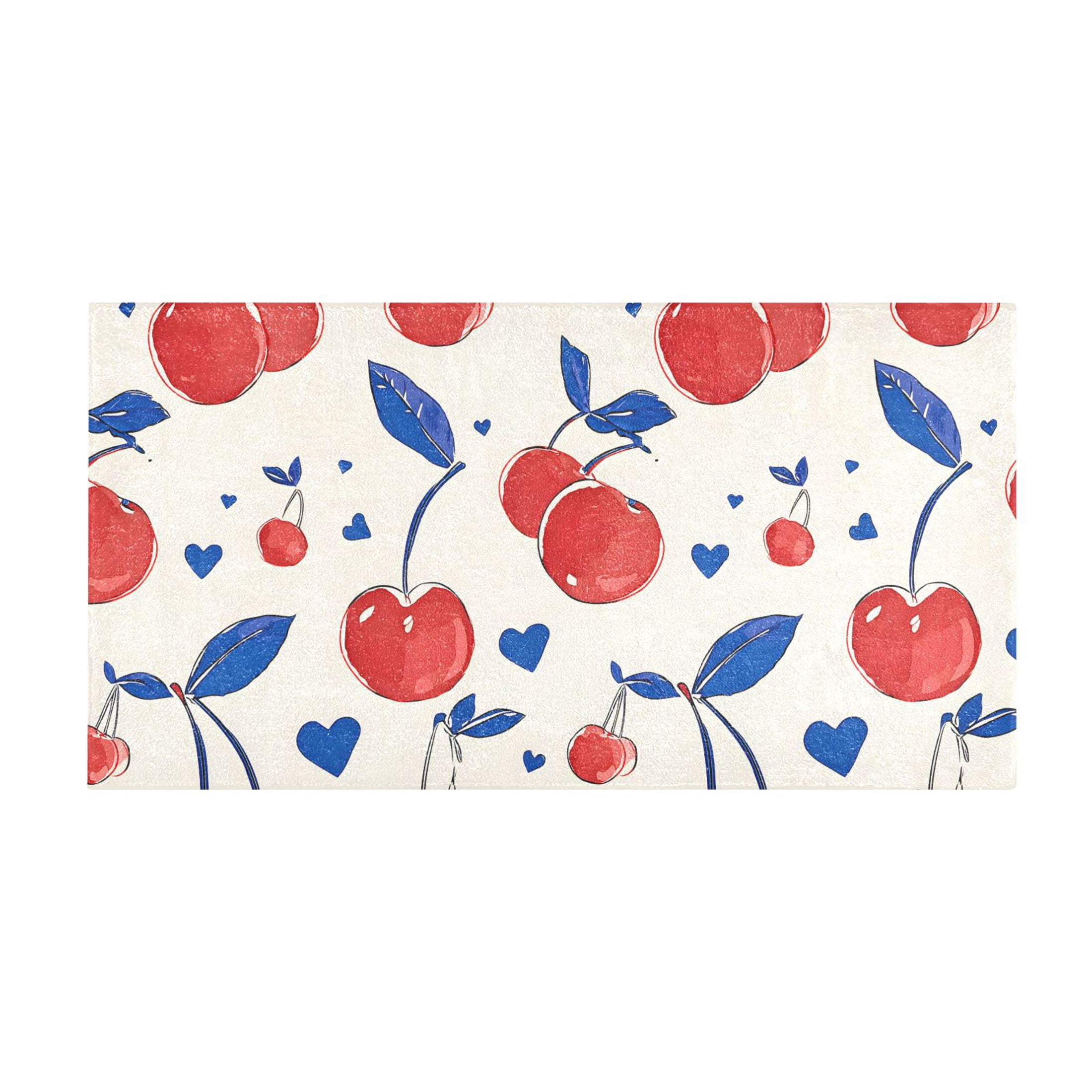 Cherry Love Pattern Bath Mat 39x20 Inch Soft Absorbent Non-Slip Plush ...