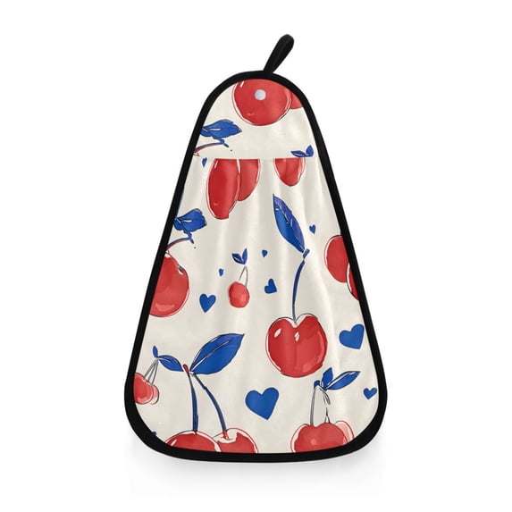 Cherry Love Pattern Hand Towel Quick Drying Home Storage Kitchen Towel Hooks Dish Cloths