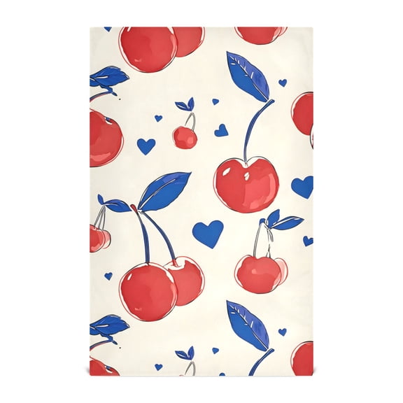 Cherry Love Pattern Kitchen Towels Waffle Weave Decorative Tea Towels Multi Use Dishcloths 28x18in