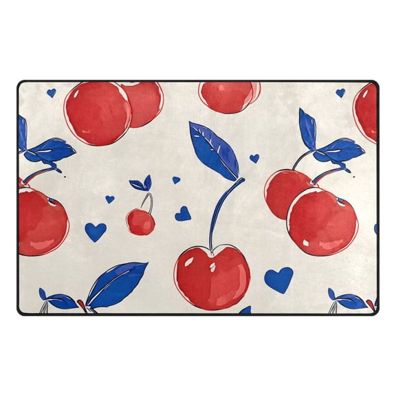 Cherry Love Pattern Memory Foam Area Rug 31"x20" Non Slip, Absorbent, Fade Proof for Living Room, Bedroom, Office