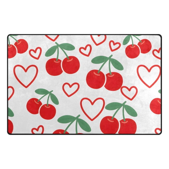 Cherry Love Pattern Memory Foam Area Rug 31"x20" Non Slip, Absorbent, Fade Proof for Living Room, Bedroom, Office