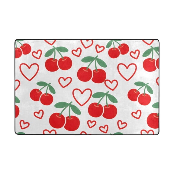 Cherry Love Pattern Rug 36x24in Memory Foam Absorbent Non Slip Plush for Bathroom Kitchen Entryway