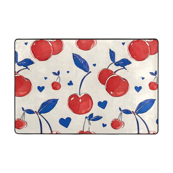 Cherry Love Pattern Rug 36x24in Memory Foam Absorbent Non Slip Plush for Bathroom Kitchen Entryway