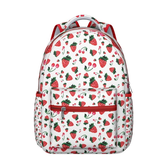 Cherry Lover's Cute Small Backpack for School, Pink Fruit Print, Lightweight and Stylish Travel Backpack