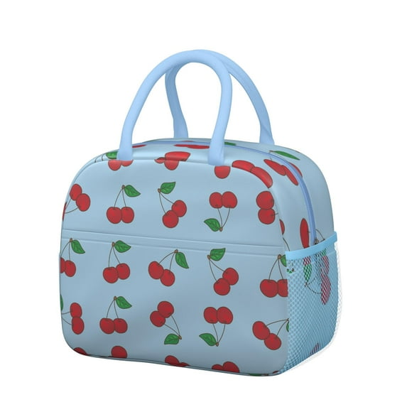 Cherry Lovers Lunch Tote - Portable & Stylish Insulated Lunch Bag with Reinforced Handles, Splash-Proof Easy to Clean Design for Meal Preppers & Professionals (Candy Red Print)