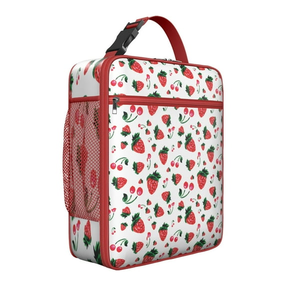 Cherry Lunch Bag – Cute Red Cherries Fruit Pattern Print Aesthetic Design for Cherry Lovers Sweet Pink Candy Art Illustration Insulated Reusable Tote