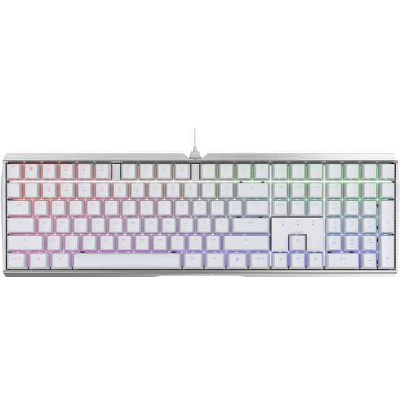 Cherry MX 3.0 S Wired Mechanical Gaming Keyboard. Aluminum Housing Built for Gamers w/MX Blue Switches. RGB Backlit Color Display Over 16m Colors. from The Makers of MX. Full Size. Pure White.