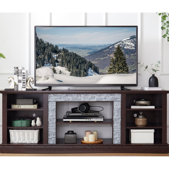 Cherry Media Stand for 75" TVs / Ample Storage, Smooth Clean