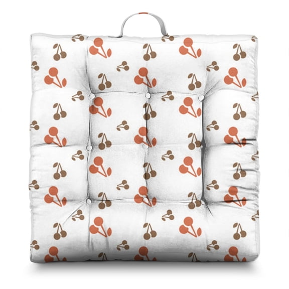 Cherry Meditation Pillow – 22x22 Inch Large Floor Cushion, Soft Dutch Velvet Seat for Yoga & Lounge, Sweet Red Cherry Fruit Pattern (Cute Candy Aesthetic for Cherry Lovers)