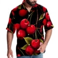 thumbnail image 1 of Cherry Men's Casual Hawaiian Shirts, Printed Button Down Short Sleeve Summer Beach Tops with Spread Collar - Unisex, 1 of 6