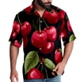 thumbnail image 1 of Cherry Men's Casual Printed Poplin Short Sleeve Button Down Beach Shirt with Spread Collar Top, 1 of 6
