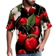 thumbnail image 1 of Cherry Men's Casual Short Sleeve Printed Button Down Spread Collar Tops Summer Beach Shirts Unisex, 1 of 6