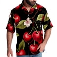 thumbnail image 1 of Cherry Men's Hawaiian Printed Short Sleeve Button Down Casual Beach Shirt's, Unisex, 1 of 6