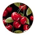 thumbnail image 1 of Cherry Microfiber Leather Round Coasters (6PCS) - Set of 6 Drink Coasters, 11x11 cm/4.3x4.3 Inches, and Heat Table Coasters for Glasses, Cups, and Mugs, 1 of 6