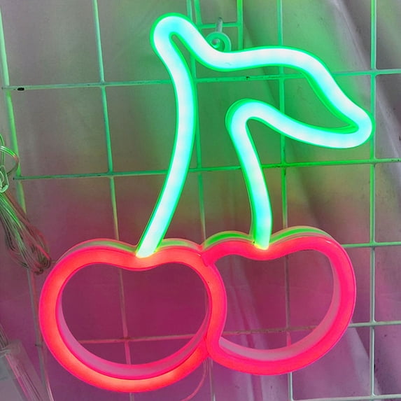 Cherry Neon Sign,NKTIER Neon Sign,Neon Light Wall Light Wall Decor, Battery Or USB Powered Light Up Acrylic Neon Sign For Bedroom, Kids Room, Bar, Party