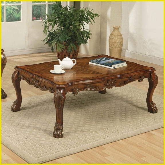 Cherry Oak Vintage Coffee Table with Claw Legs - Durable 36mm Top & Timeless Charm for Living Room