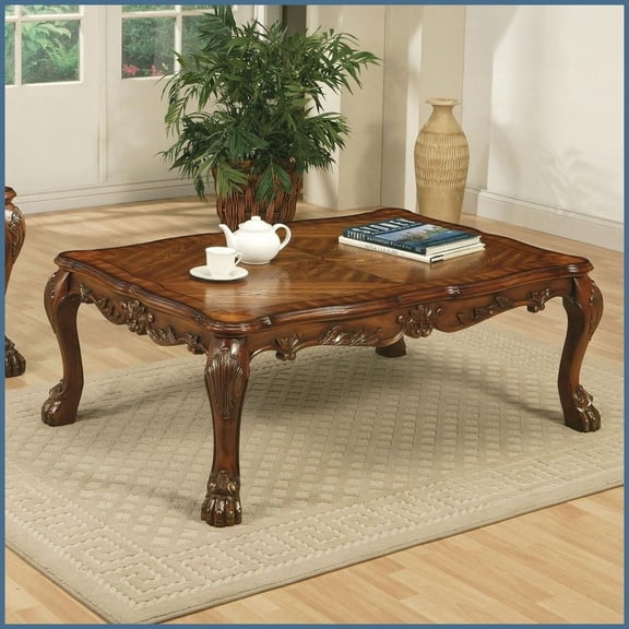 Cherry Oak Vintage Coffee Table with Claw Legs - Sturdy Durable for Living Room Timeless Appeal