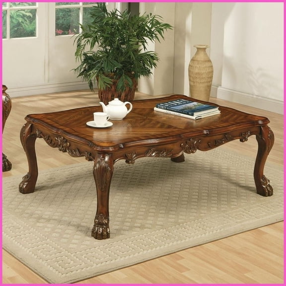 Cherry Oak Vintage Coffee Table with Claw Legs Timeless Charm & Stable Design for Living Room
