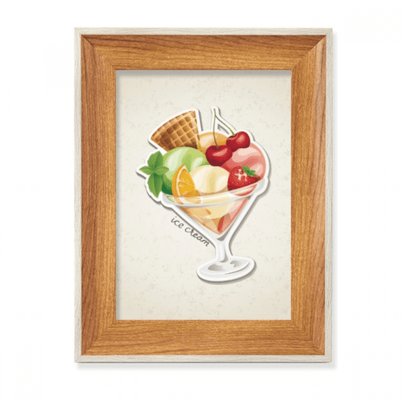Cherry Orange Strawberry Fruit Sweet Ice Desktop Wooden Photo Frame Display Picture Art Painting Multiple Sets