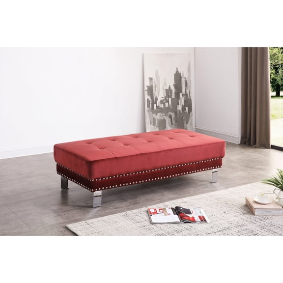 Cherry Ottoman for Contemporary Living | Act as Coffee Table and Foot - Relaxing Spot | Durable Velvet Material | Complement Home Decor
