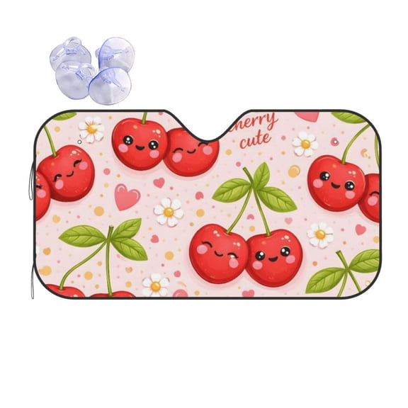 Cherry Pattern Car Windshield Sun Shade Universal Fit Auto Sun Visor Protector