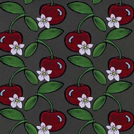 Cherry Pattern - Color Canvas Art - Shanni Welsh (24 x 24)