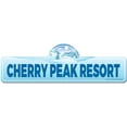 thumbnail image 1 of Cherry Peak Resort Street Sign | Indoor/Outdoor | Skiing Skier Snowboarder Décor for Ski Lodge Cabin Mountian House | SignMission personalized gift, 1 of 5