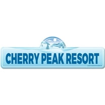 Cherry Peak Resort Street Sign | Indoor/Outdoor | Skiing Skier Snowboarder Décor for Ski Lodge Cabin Mountian House | SignMission personalized gift