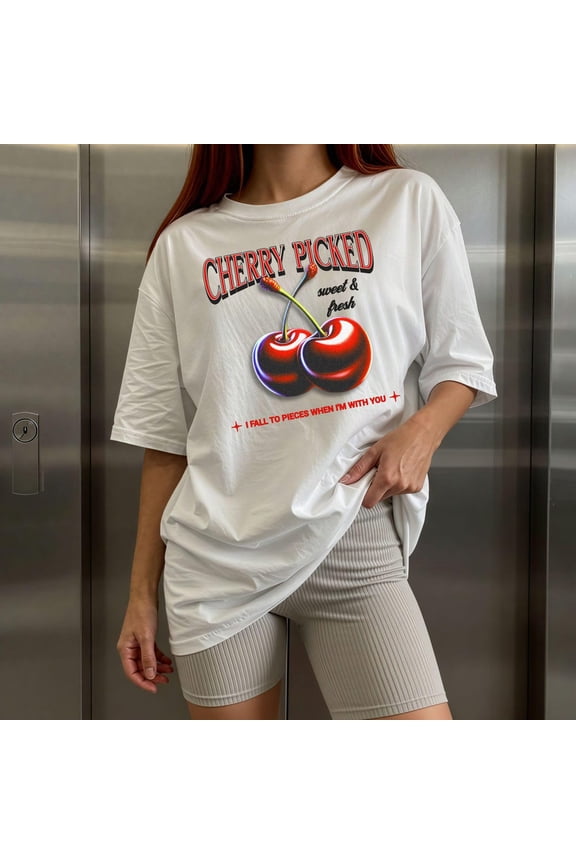 Cherry Picked Graphic Tee, Fresh Fruit Shirt, Trendy Cherries Apparel, Farmers Market Clothing, Trending Y2K Streetwear Unisex S-5XL Hot Trending Shirt, Unisex T-Shirt