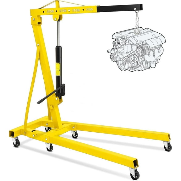 Cherry Picker Engine Hoist 2Ton 4400lbs Folding Hydraulic Engine Hoist Lift Portable Motor Hoist Heavy Duty Shop Crane for Garage, Workshop
