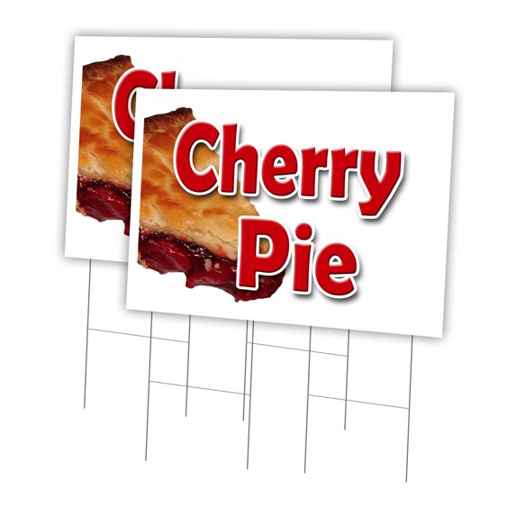 Cherry Pie 2 Pack Of 24" x 36" Yard Sign & Stake | Advertise Your Business | Stake Included Image On Front Only | Made in The USA