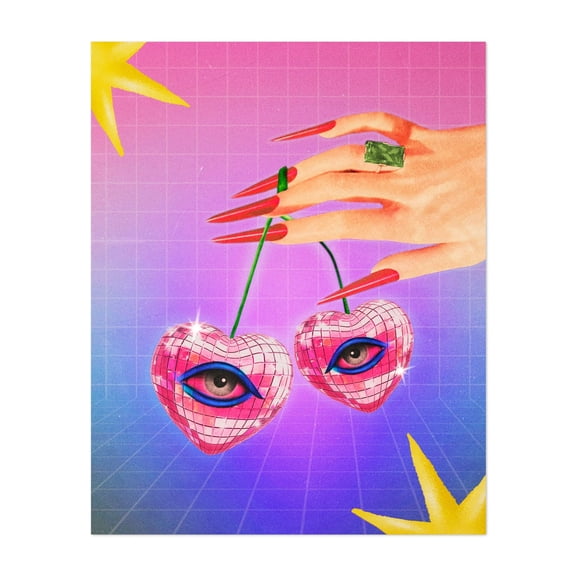 Cherry Pie - Digital Art Surrealism Psychedelic Pop Art Modern Art Retro Fashion Illustration Unframed Wall Art Print 24 x 32 inches
