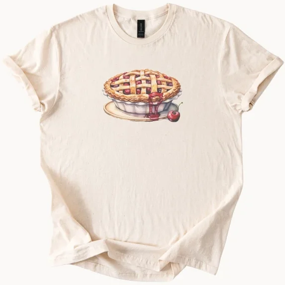 Cherry Pie Tee Food Graphic Dessert Shirt Unisex S-5XL Hot Trending Shirt, Vintage Birthday Gift