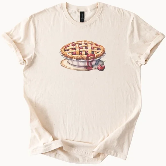 Cherry Pie Tee Food Graphic Dessert Shirt Unisex S-5XL Hot Trending Shirt, Vintage Birthday Gift
