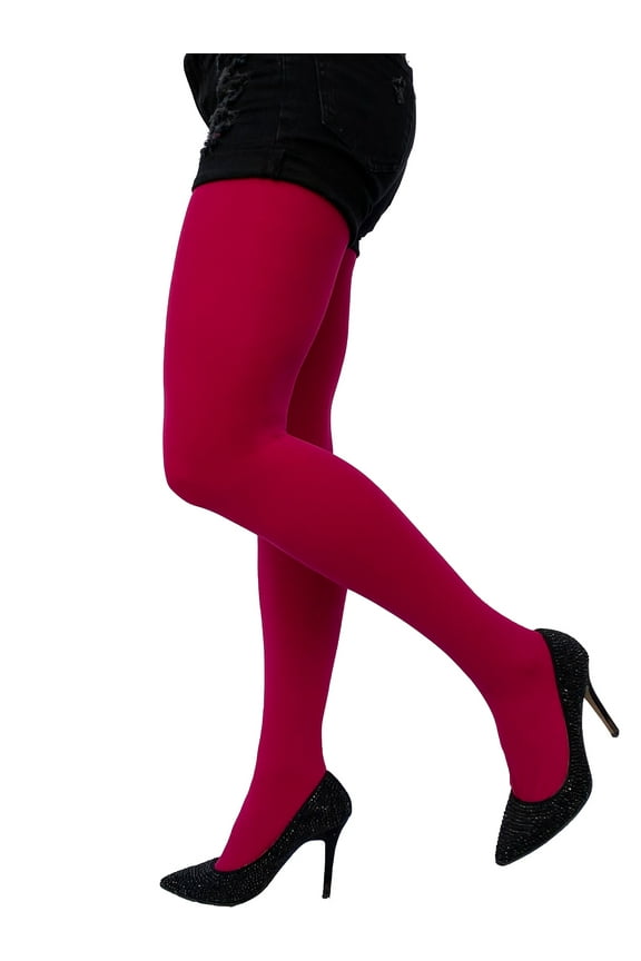 Cherry Pink Opaque Tights Plus Size for Women - from XL to 5XL