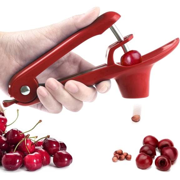 TYPPKMM Stainless Steel Cherry Pitter Tool with Lock Design, Safe & Quick Corer for Making Pie, Remove Seed Efficiently (Red)
