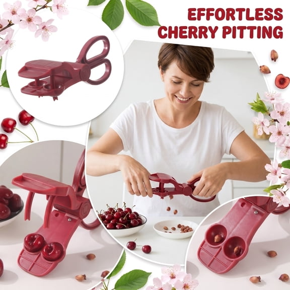 Cherry Pitter, Dual-Position Fruit Kernel Remover, Manual Olive And Cherry De-Seeder, Kitchen Minimalist Tool For Home Baking And Preserving(Red)