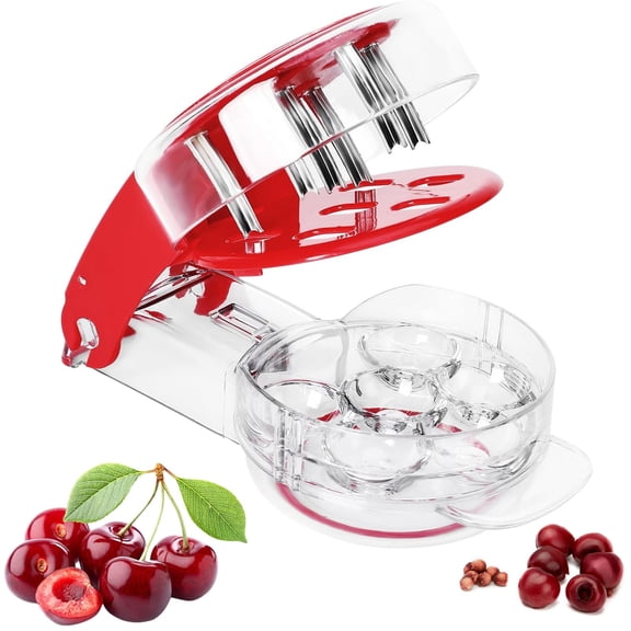 Cherry Pitter Multi Cherry Corer with Rebound & Lock Design, Pits 6 Cherries at Once, Easy Cherry Jam & Baking Tool, Dishwasher Safe.