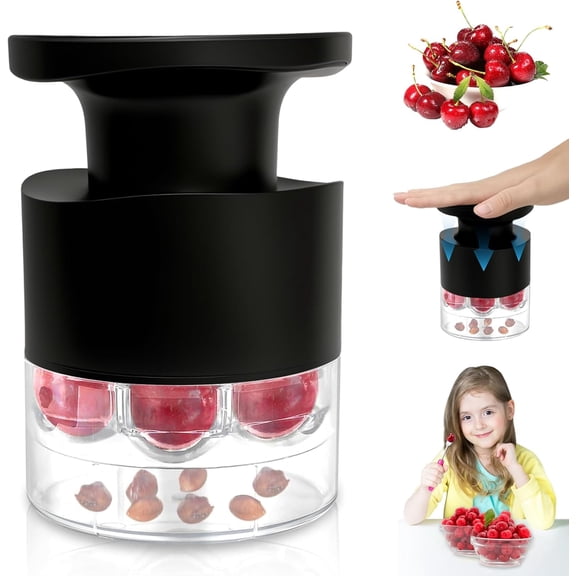 Cherry Pitter Multiple, Quick Release Multi Cherries Stoner Pitter 7-in-1, Push Button Cherry Core Pitter Tool with Splatter Protector, Pit Seed Remover for Making Jam Cherry Dishes