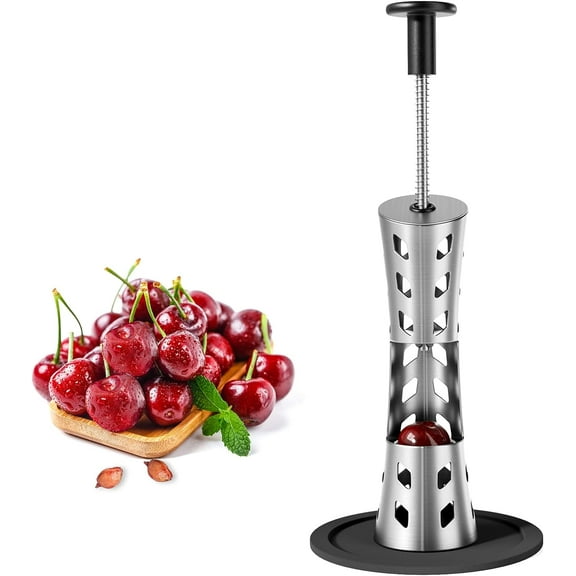 Cherry Pitter, Premium Cherry Pitter Remover Tool, 304 Stainless Steel Cherry Seed Remover, Durable Cherry Stoner Fruit Pit Corer Deseeder Kitchen Tool, Press Type, More Labor Saving