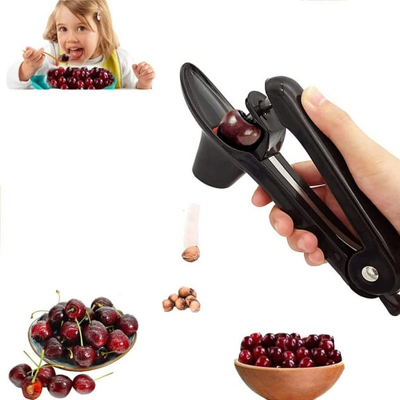 Cherry Pitter, Stainless Steel Cherry Pitter Tool, Pit Remover for Cherries (Black)