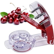 Cherry Pitter , Stainless Steel Multiple Cherry Seed Extractor Remover , Machine with Pits and Juice Container 6 CherriesRed