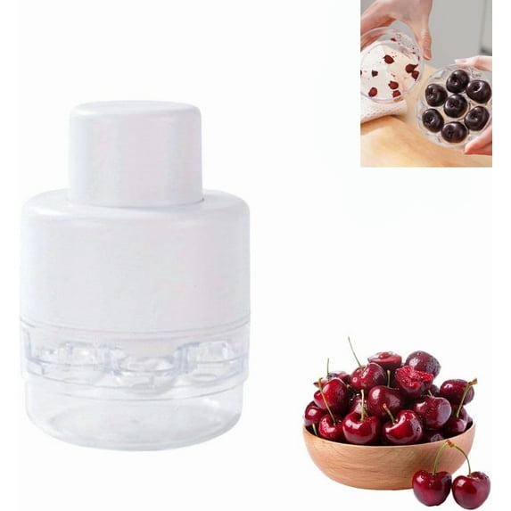 Cherry Pitter Tool, 2025 New Effortless Cherry Core Pit Remover, Portable 7 Holes Cherry Seed Remover Fruit Seed Remover, Multi-Function Cherries Corer Remover Tool for Home Kitchen (white)