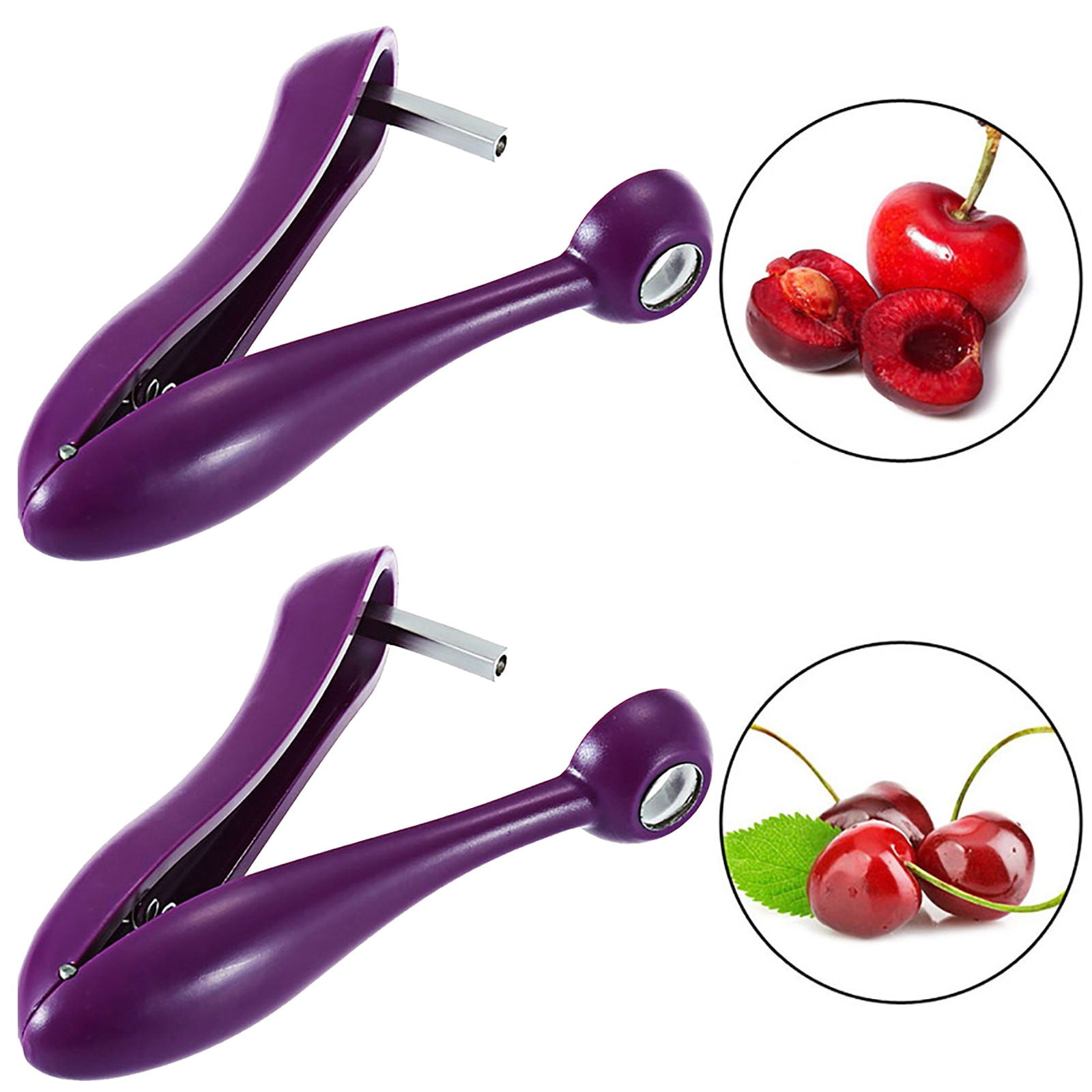 SCHVUBENR 7-in-1 Cherry Pitter Tool - Pit Up To 7 Cherries At Once, Ergonomic Push Design, Dishwasher Safe (Red) - View #3
